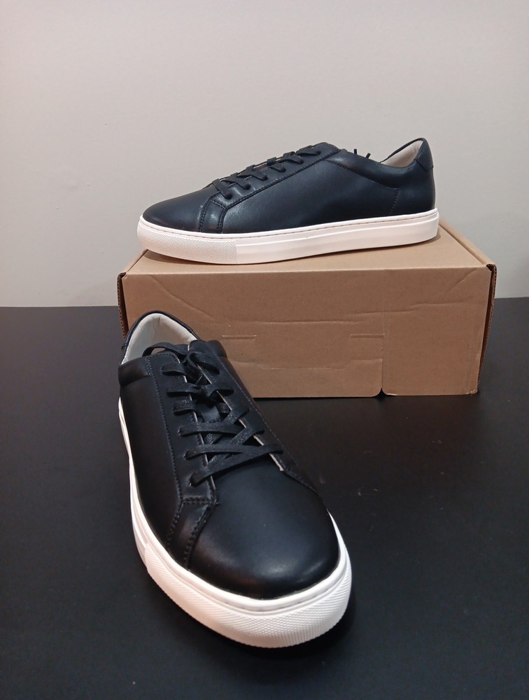 Voet Milo Men's Black Vegan Leather Lace Up Casual Flat Shoes Sneakers Size 12