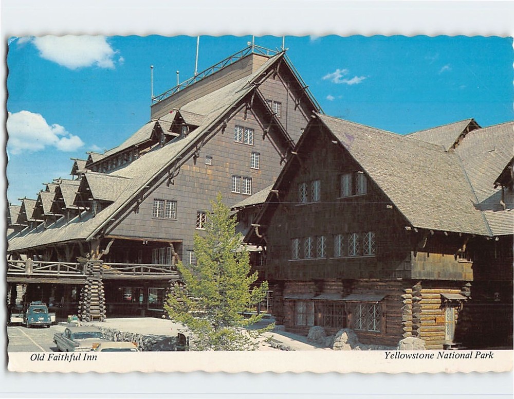 Postcard Old Faithful Inn Yellowstone National Park Wyoming USA