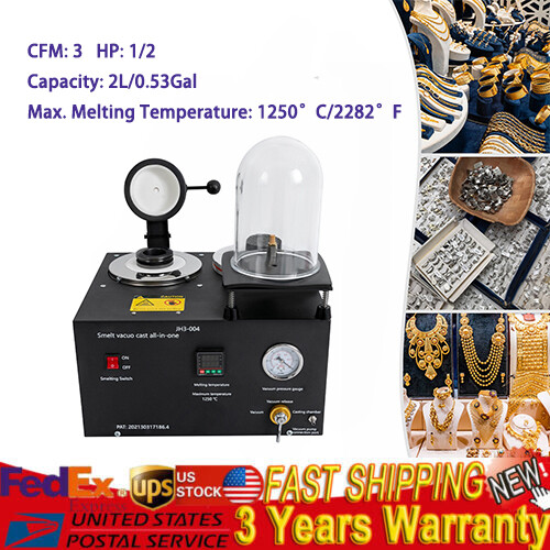 2L Cast Vacuum and Melting Machine High Temperature Digital Jewelry Casting Tool