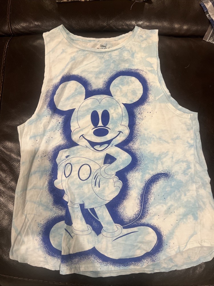 Disney Mickey Mouse Women's Cotton Tie Dye Sleeveless Crew Neck Tank Top Size L