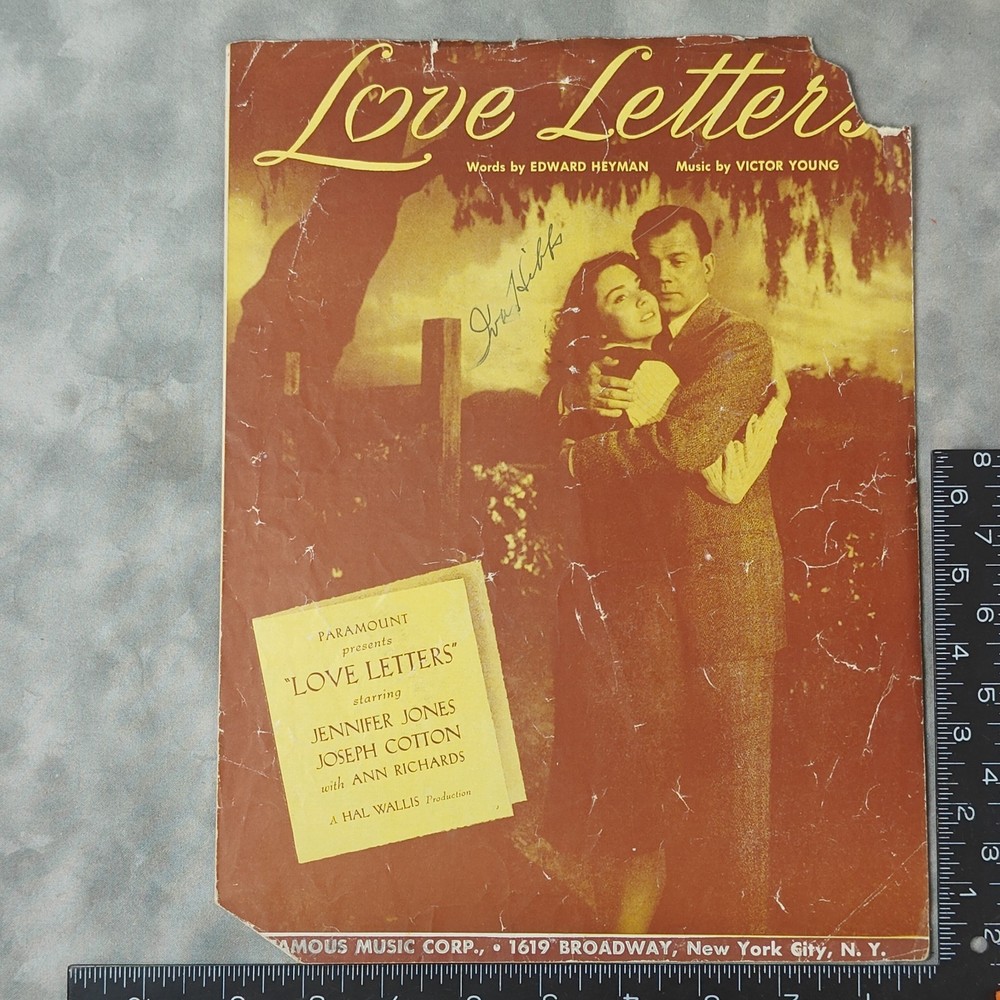 1945 Love Letters Sheet Music Paramount Jennifer Jones Joe Cotten Victor Young