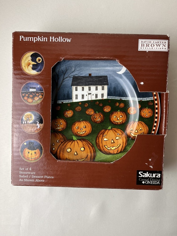 David Carter Brown Collection Pumpkin Hollow Oneida Sakura Halloween Plates Box