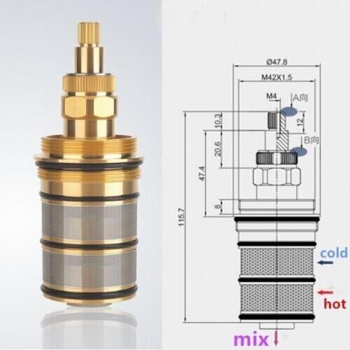 Brass Thermostatic Shower Cartridge with Handle for Mixer Valve