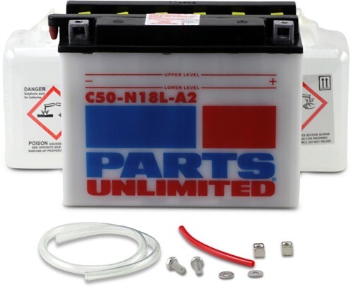 Parts Unlimited 12V Heavy Duty Battery Kit Y50-N18L-A 2113-0199 C50-N18L-A2-FP