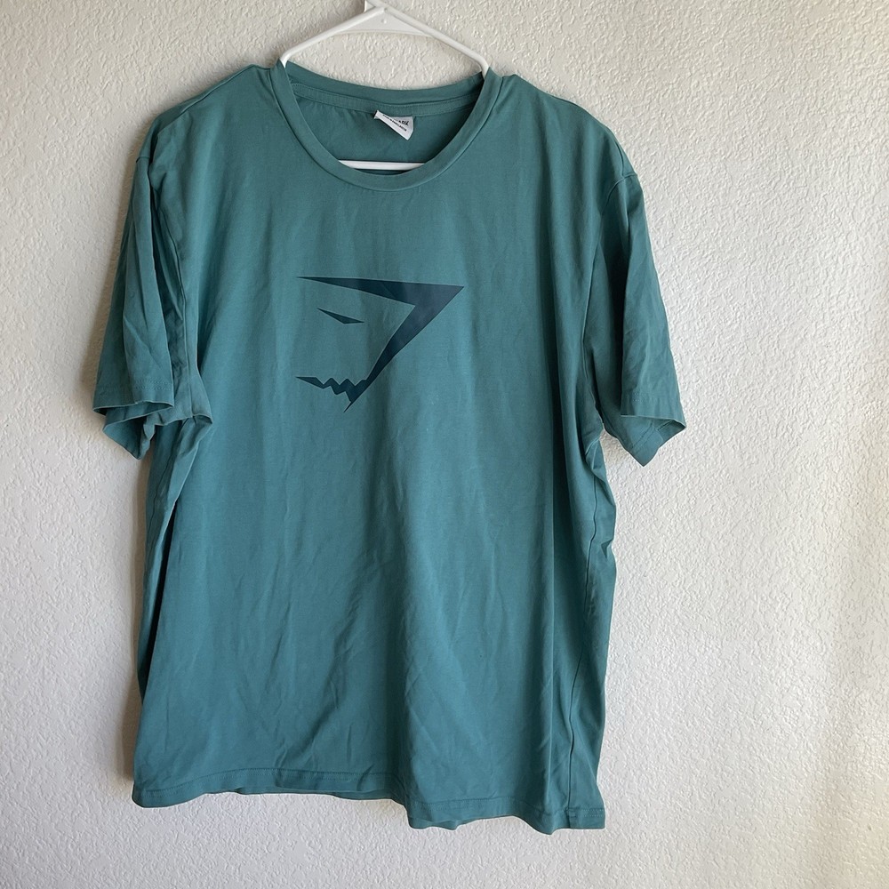 Green Gymshark Logo Shark head Infill T Shirt Fits Like Men’s Large READ