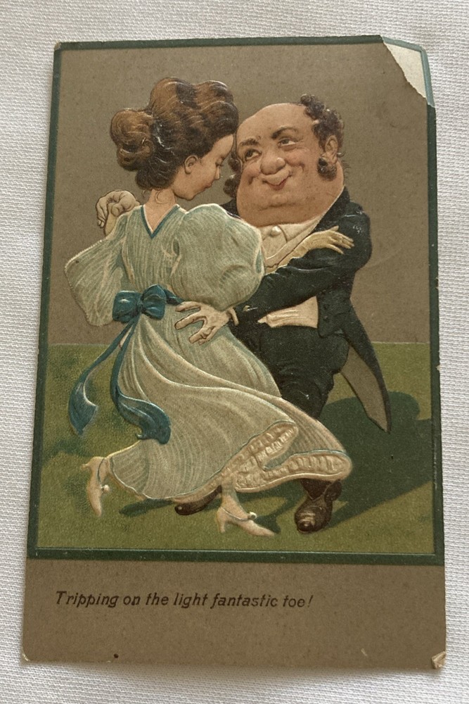 HUMOR - POSTED POSTCARD - TRIPPING ON THE LIGHT  FANTASTIC TOE 1907 Madison Ohio