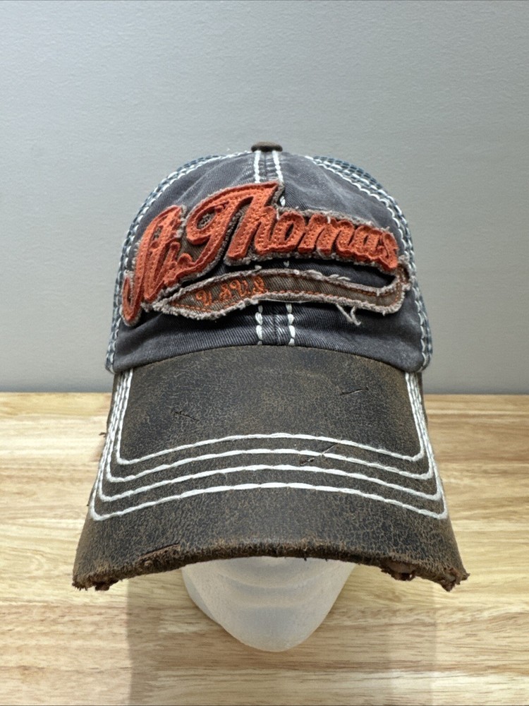 St. Thomas US Virgin Islands Mesh Back Leather Bill Hat One Size Fits Most