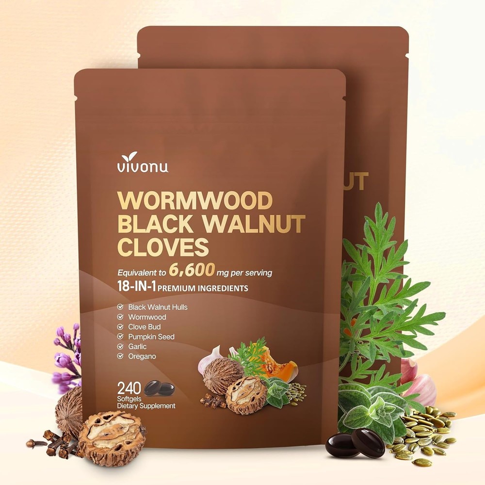Black Walnut Wormwood Cleanse for Humans, 160 Day Supply, 6600mg Serving（2pcs）