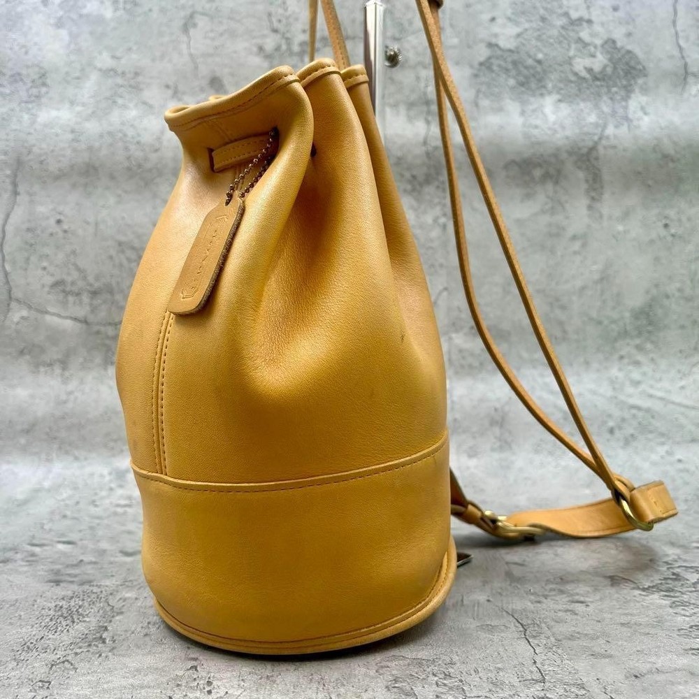 Old Coach 9984 Bucket Shoulder Bag Drawstring Leather Red All Leather