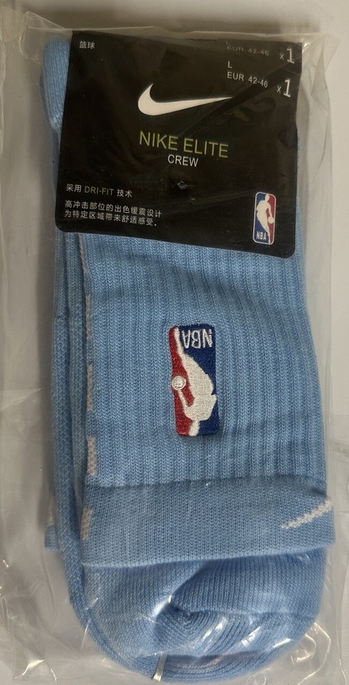 Nike NBA ELITE Quick Crew Basketball Socks Size L One Pair (Light-Blue)Color!!