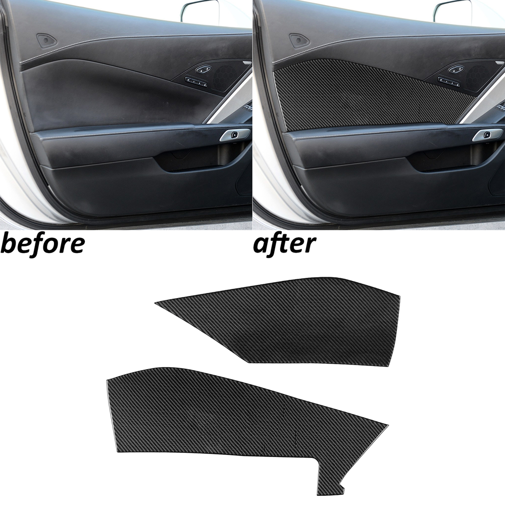 Real Carbon Fiber Interior Door Panel Cover Trim For Chevrolet Corvette C7 14-19
