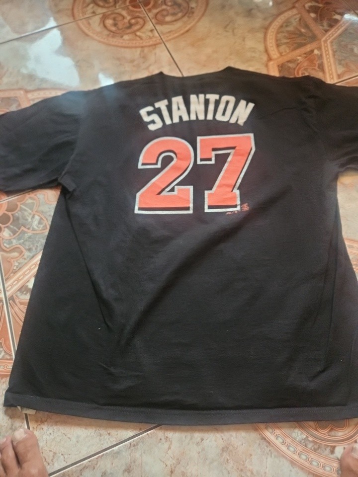 Miami Marlins T Shirt Mens XL Black Stanton Sports Baseball MLB Short Sleeve *