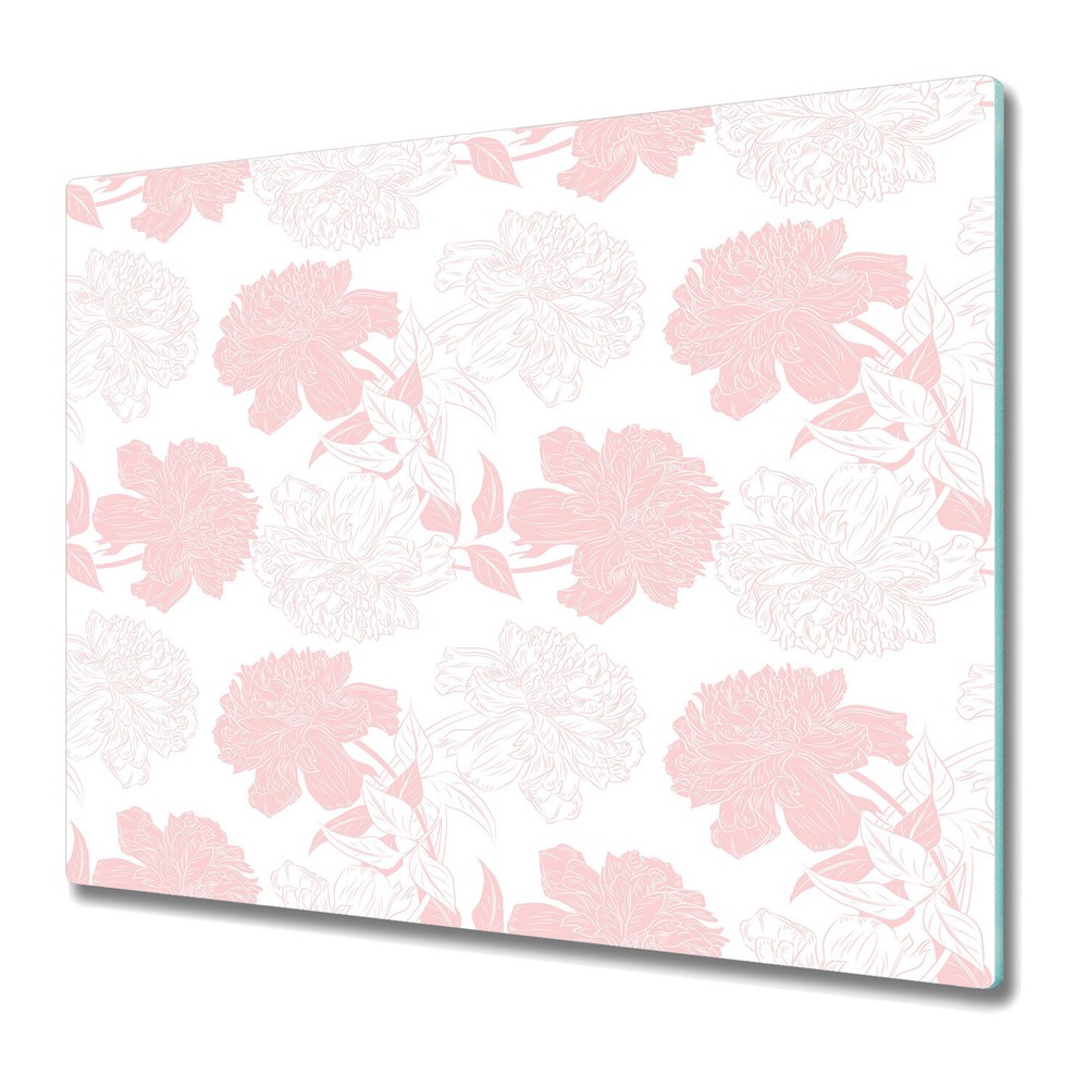 Tempered Glass Chopping Cutting Board Worktop Saver Pink flowers 60x52