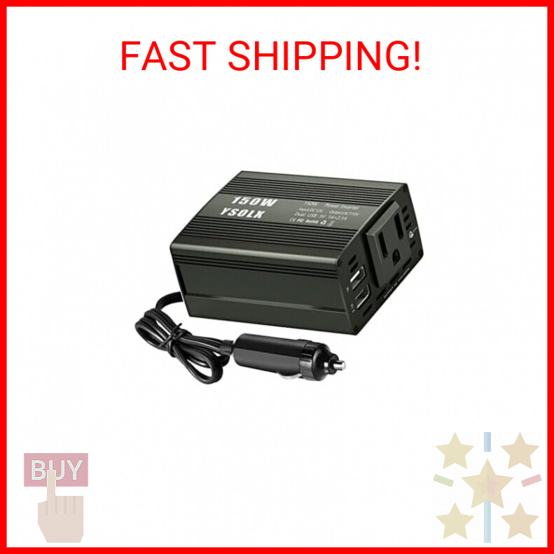 YSOLX 150W Power Inverter DC 12V to 110V AC Converter Car Plug Adapter Outlet Ch