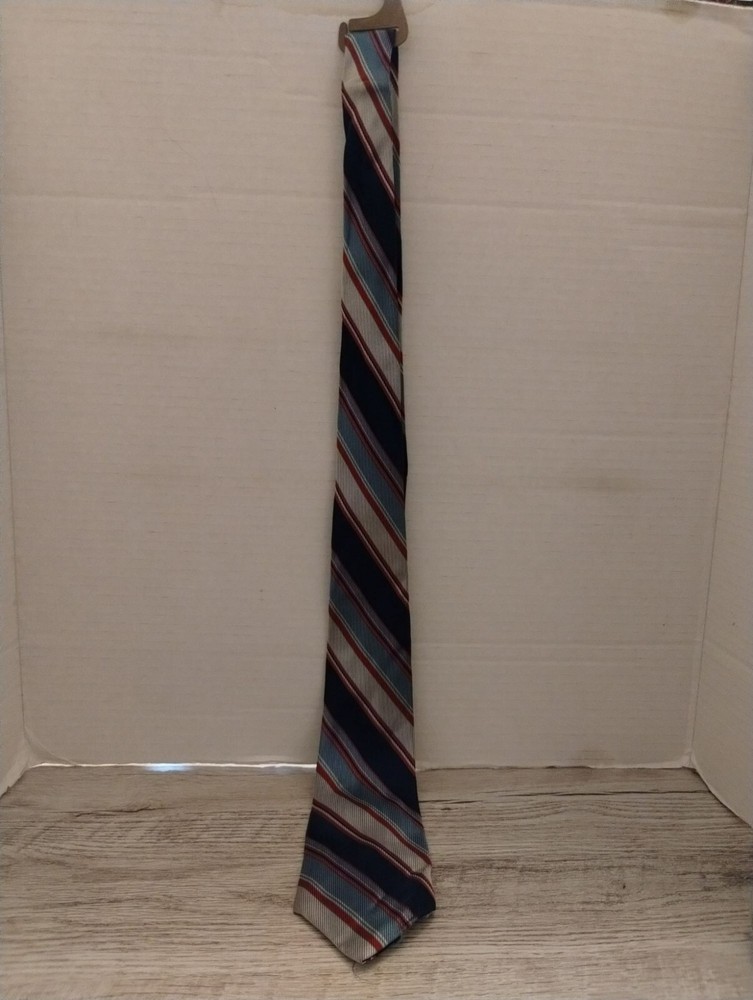 Blue Red Striped Acetate Necktie 50 Inch Classic Mens Tie