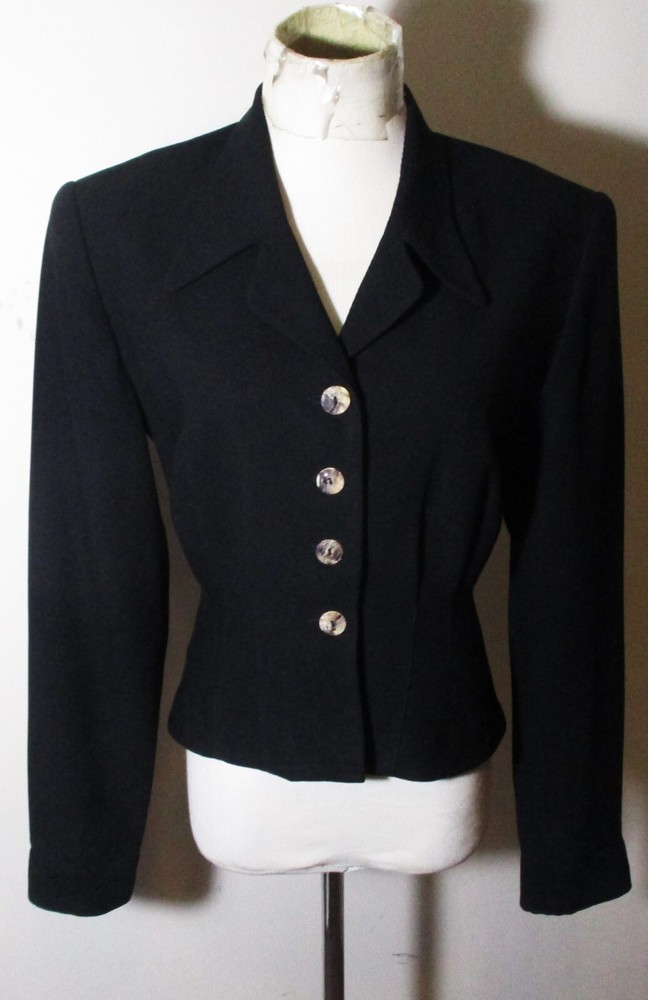 LAUNDRY by Shelli Segal Black Short Pleated Jacket Size 8