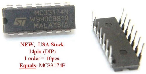 10PCS MC33174N,MC33174P Low Power Quad Bipolar Operational Amplifier