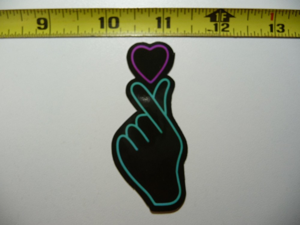 Colorful Hand Holding Heart Neon Sticker Decal Fun Design