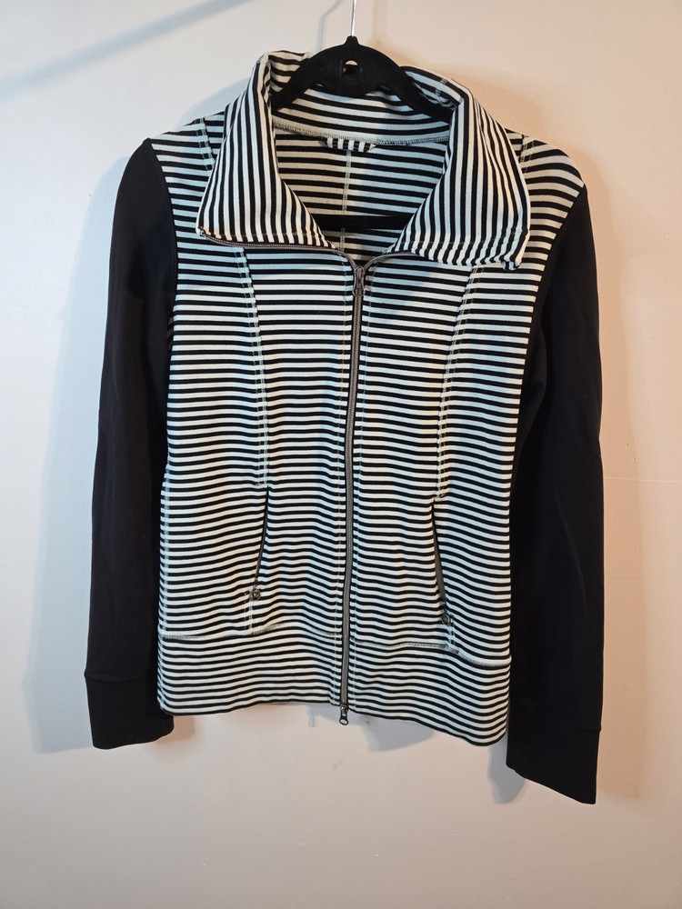 Lululemon Daily Yoga Jacket Women’s Sz 6-Classic Stripe Full Zip-Mint & Black