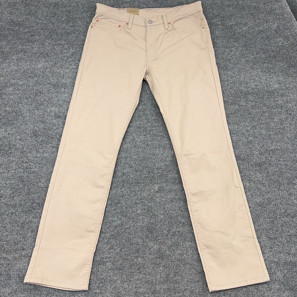 Levis 511 Pants Mens 34x32 Cream Khaki Tan Slim Chino 5 Pocket Lightweight NEW