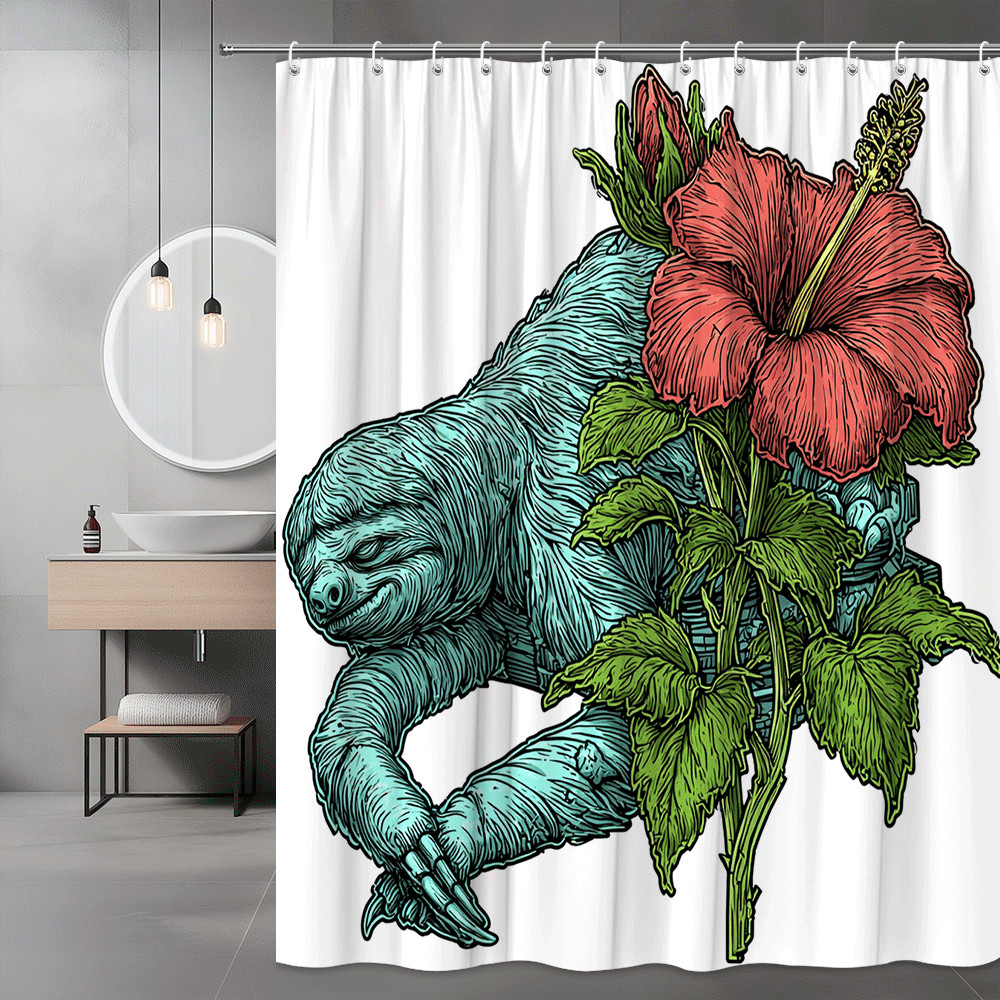 Sea Turtle and Hibiscus Shower Curtain Graphic Print