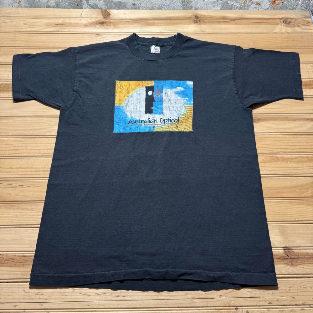 Vintage 90s Australian Optical Abstract Art Company Promo T-Shirt USA Made - XL
