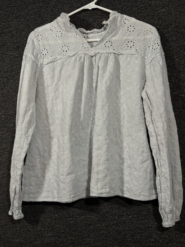 Time And Tru Womens Eyelet Top Long Sleeve Size L (12-14)