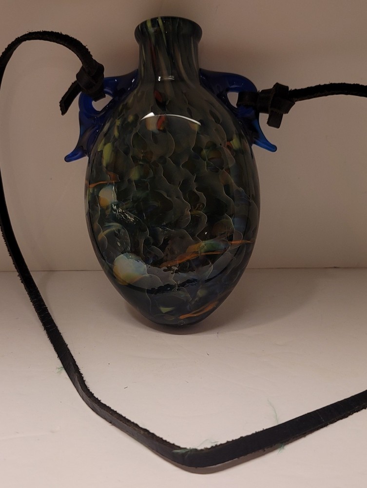 Blown Glass Andres  Chapman  Hanging Bud Vase Signed No Breaks Or Chips 7x 4
