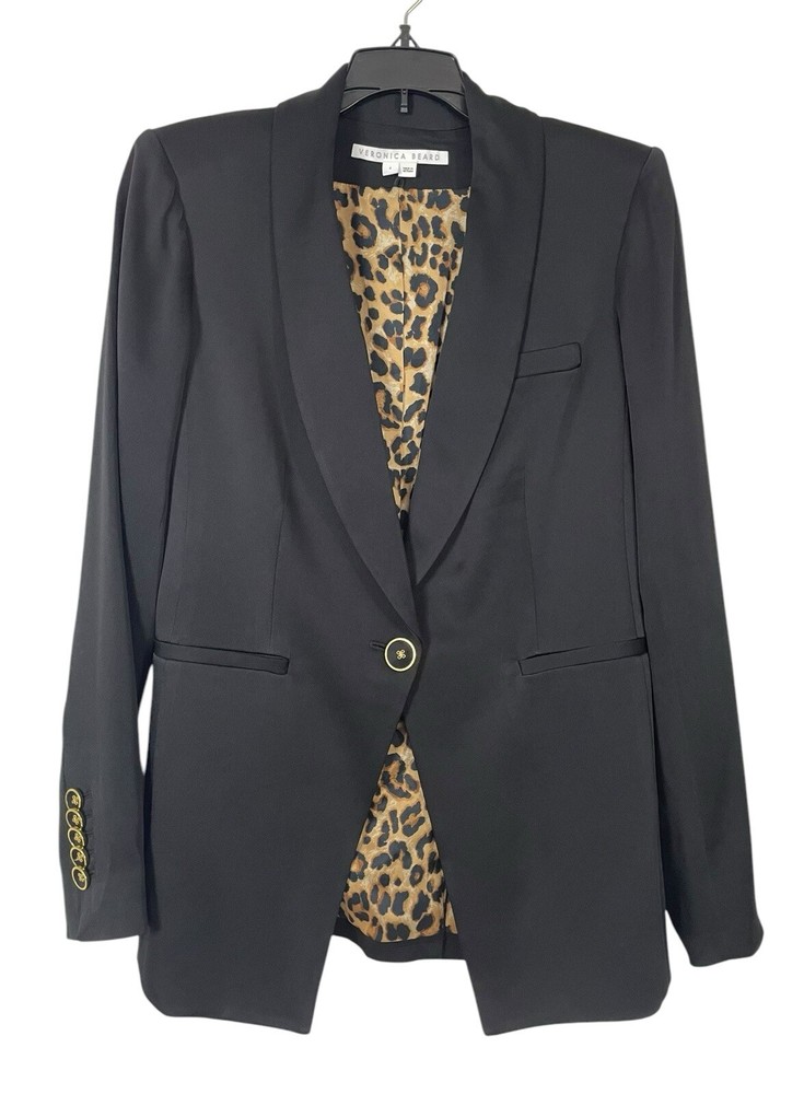 Veronica Beard Kollia Dickey Jacket in Black Satin Blazer Classic Size 4