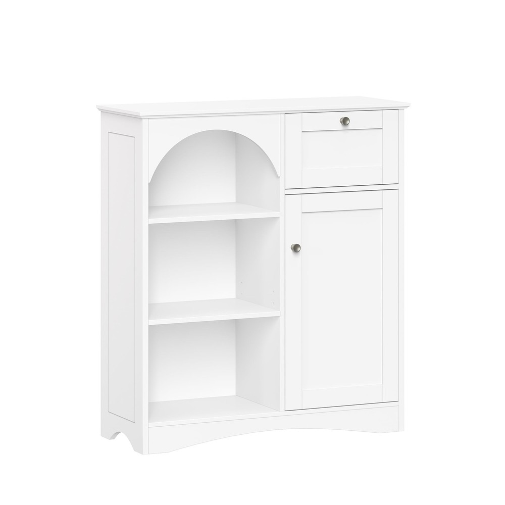 White Arched Kitchen Buffet Storage Cabinet with Sideboard Door