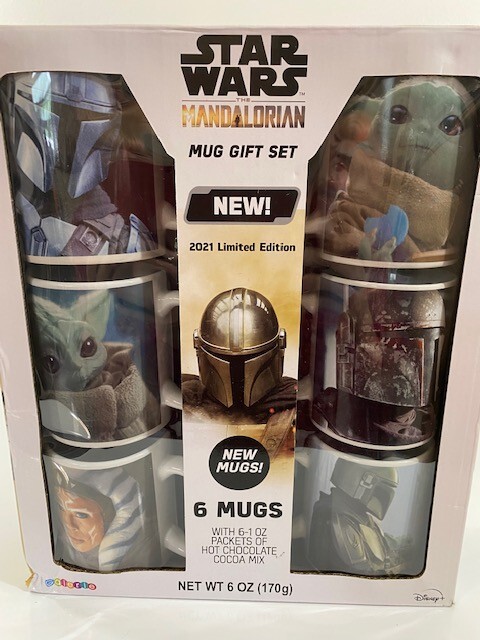 Star Wars Mandalorian Mug Gift Set with 6 Mugs and Hot Chocolate Mix