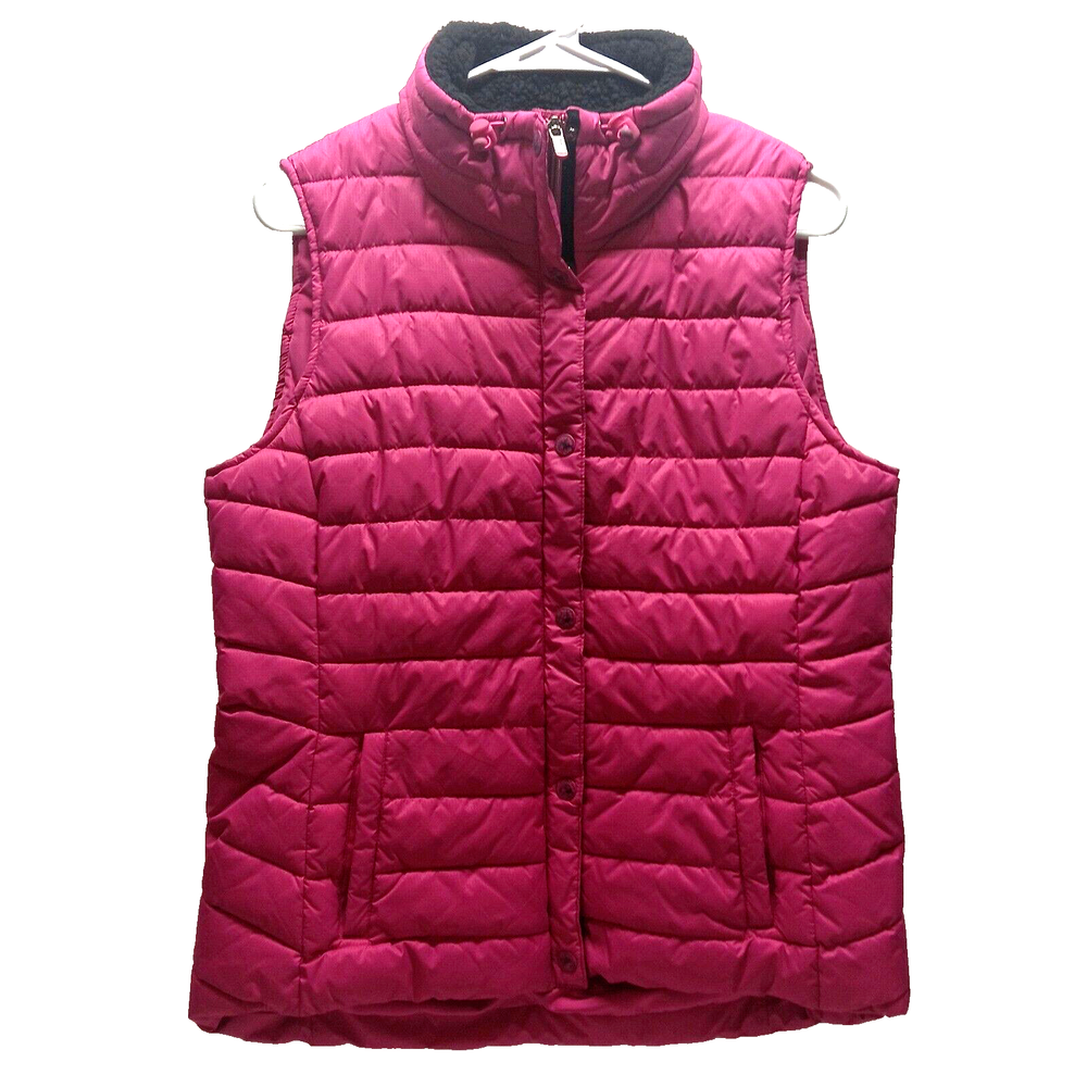 Calvin Klein Women’s Performance Pink Quilted Puffer Vest Medium Sherpa Collar