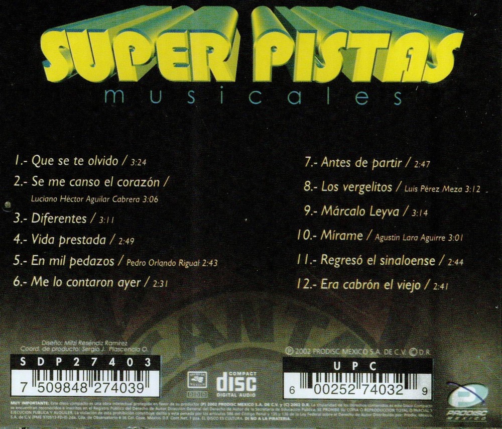 Grupo Musical de Exitos, Pistas: La Limon, audioCD