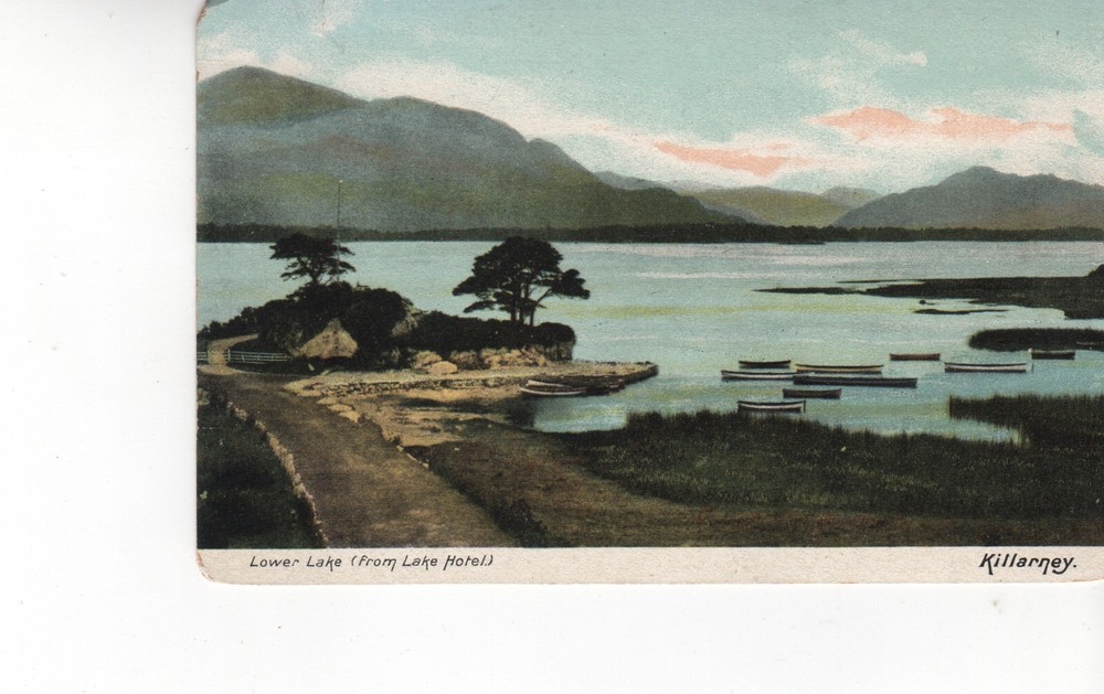 Vintage Killarney Ireland Postcard Lake Hotel View Boats Mountains 1910s Dp