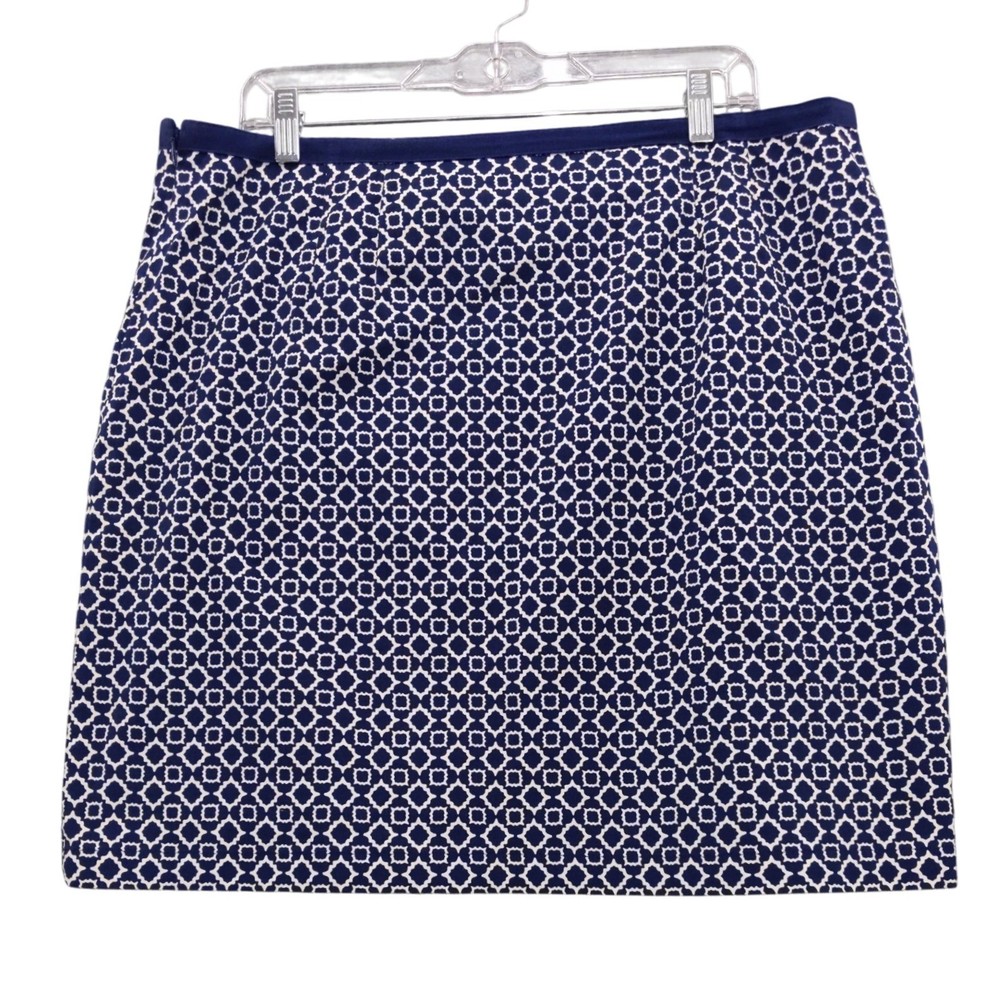 Talbots Women's Size 16 Navy Blue White Geometric Print Skirt Career