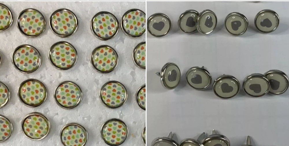 Scrapbooking Supplies lot of 40 pc Stampin Up BRADS Embellishments Hearts Circle