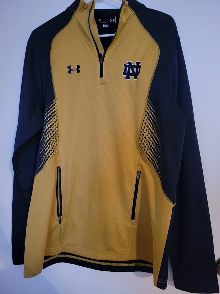 Under Armour Notre Dame Mens Large Loose 1/4 Zip NCAA Cold Gear Pullover Sweater