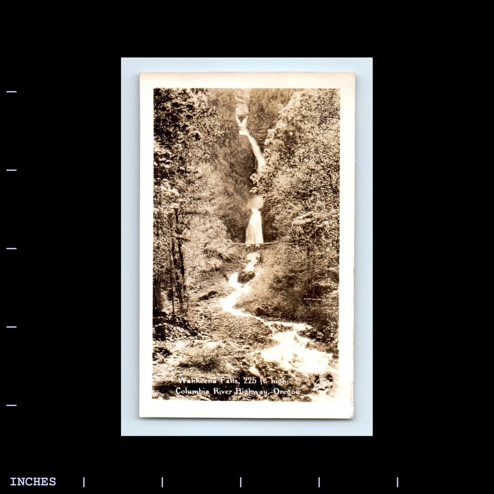 Old Vintage Photo WATERFALL LANDSCAPE COLUMBIA RIVER OREGON WAHKEENA FALLS
