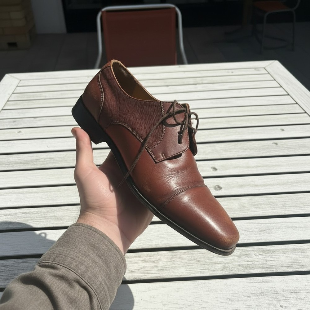 Florsheim Cognac Brown Leather Surge Cap Toe Oxford Dress Shoes Mens Size 10.5