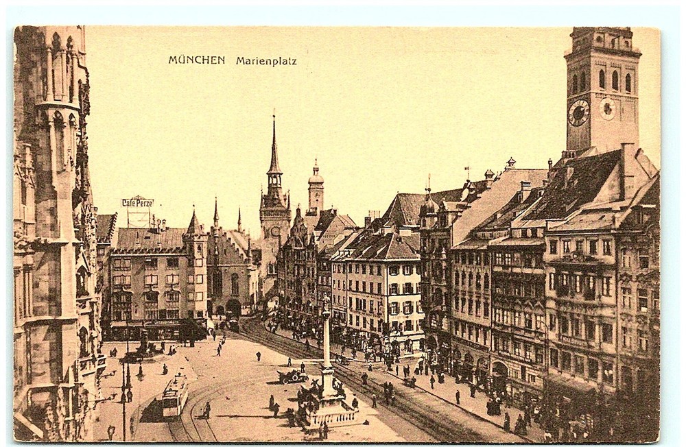 S04-7779, Munchen, Marienplatz, Antique Postcard