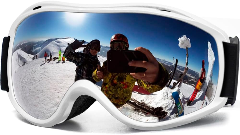 Ski Goggles UV Protection, Anti-Fog Snowboard Snow Goggles OTG for Men Women Adu