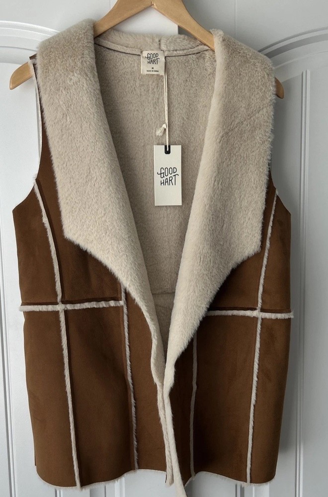 Matilda Jane Good Hart GH Greenville Womens Faux Suede Drape Front Vest M Medium