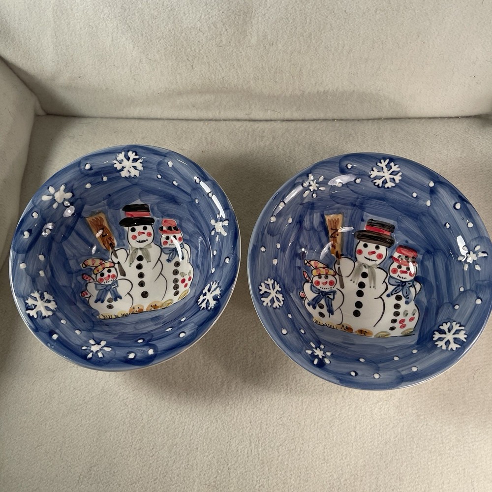 Vtg Tabletops Unlimited Snow Family Cereal Bowls Set 2