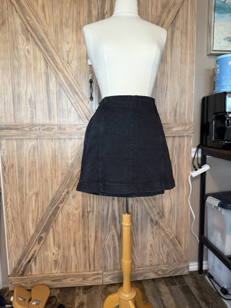 Wild Fable Women's Seamed Denim High Rise Mini Skirt Black Wash Blue 14