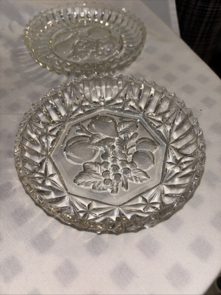 3 Vintage 1940’s Federal Glass Pioneer 5-3/8” Bowl Nappy Intaglio Fruit Pattern