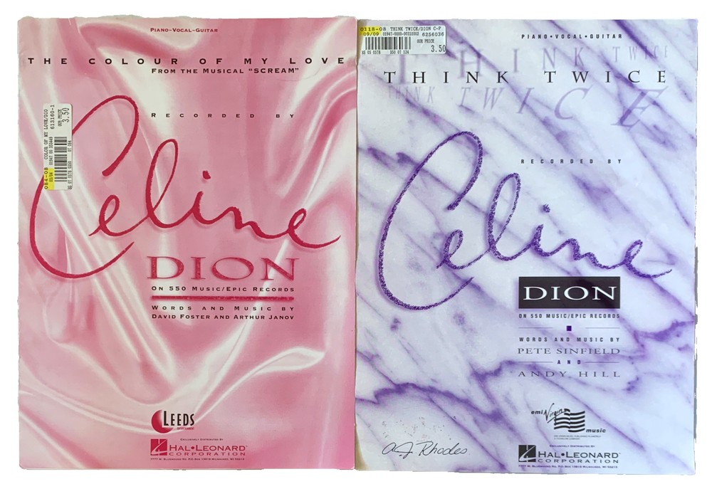 CELINE DION The Colour of My Love & Think Twice Sheet Music Piano Guitar Vocal