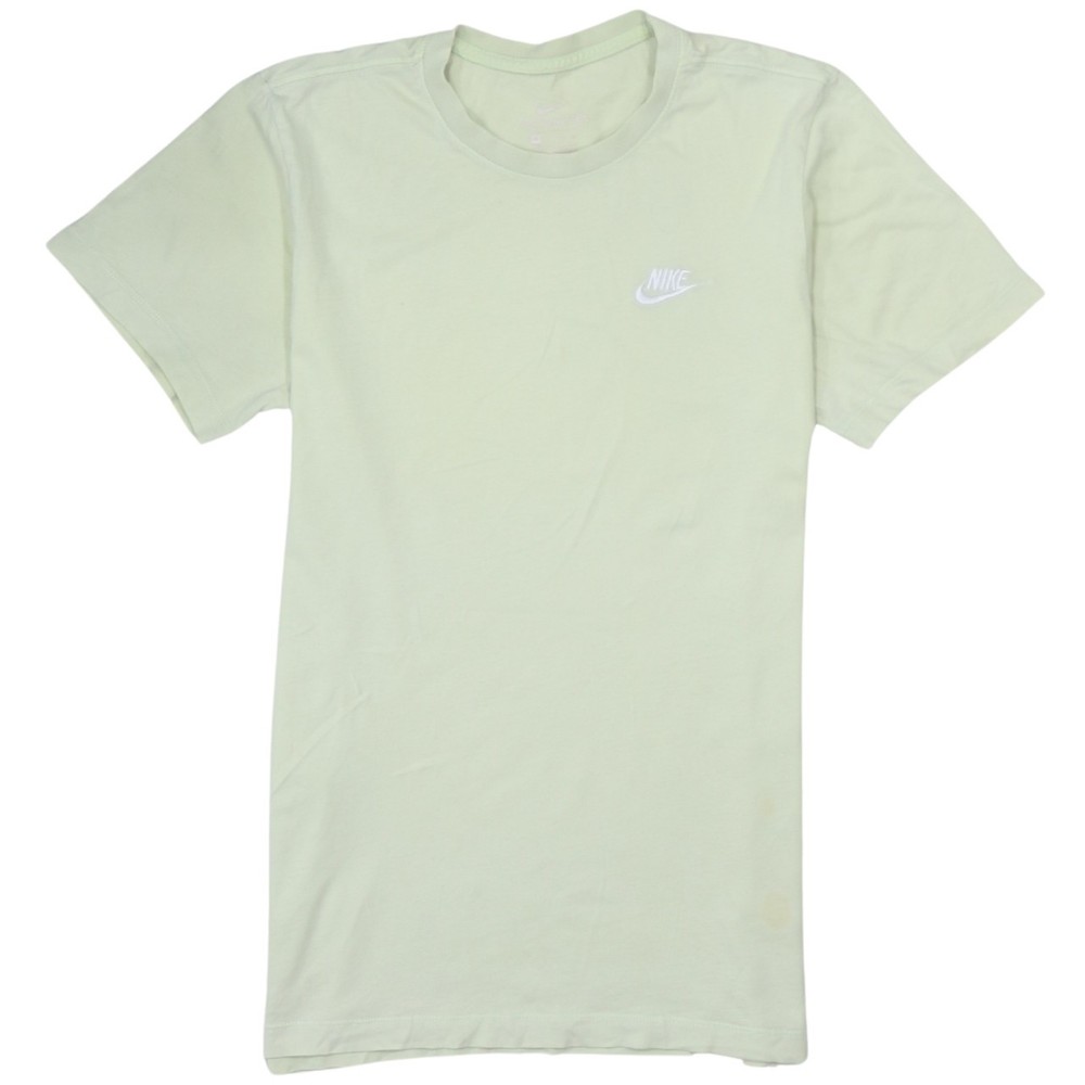 Nike Mens T Shirt Pale Yellow Dri Fit Cotton Printed Swoosh Logo Tee Top XS