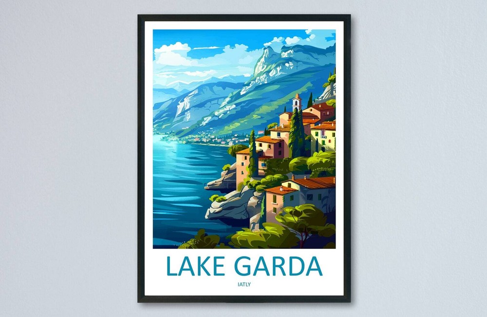 Lake Garda Travel Print Wall Art Lake Garda Wall Hanging Home Decoration Lake