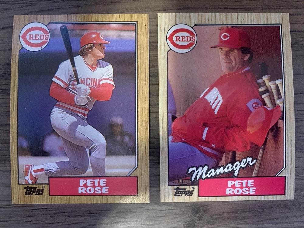1987 Topps Rare Multiple Error Pete Rose Manager & Player Cards Mint Condition