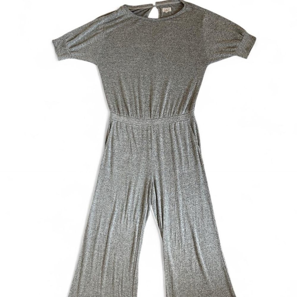 Lou & Grey Gray Knit Wide Leg Jumpsuit